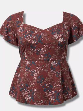 TORRID Sweetheart Flutter Sleeve Peplum Top